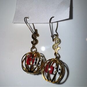 Gold and Red Dice Earrings vintage casinio